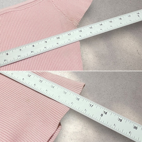Emerson Lang Baby Pink Boat Neck Rib Knit Cap Sleeve Top - Picture 6 of 6